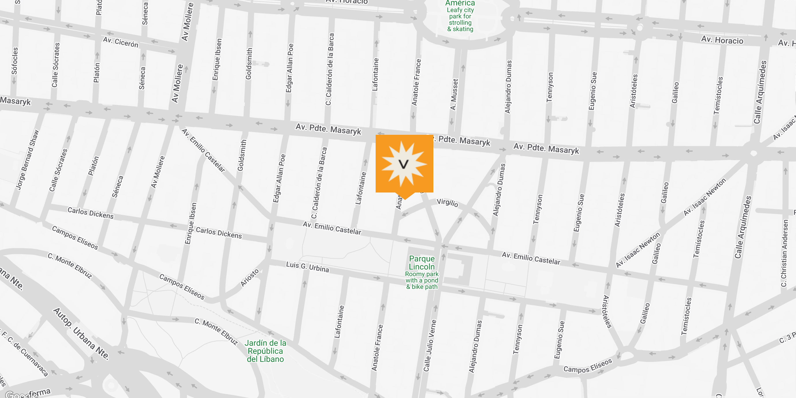 Map of Virgilio Hotel Location in Polanco